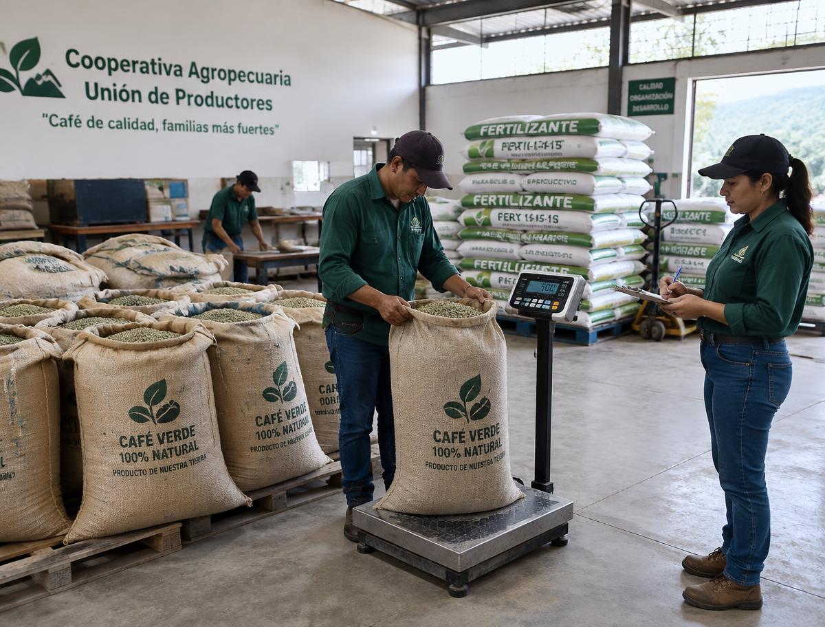Pesaje de café en un punto de compra