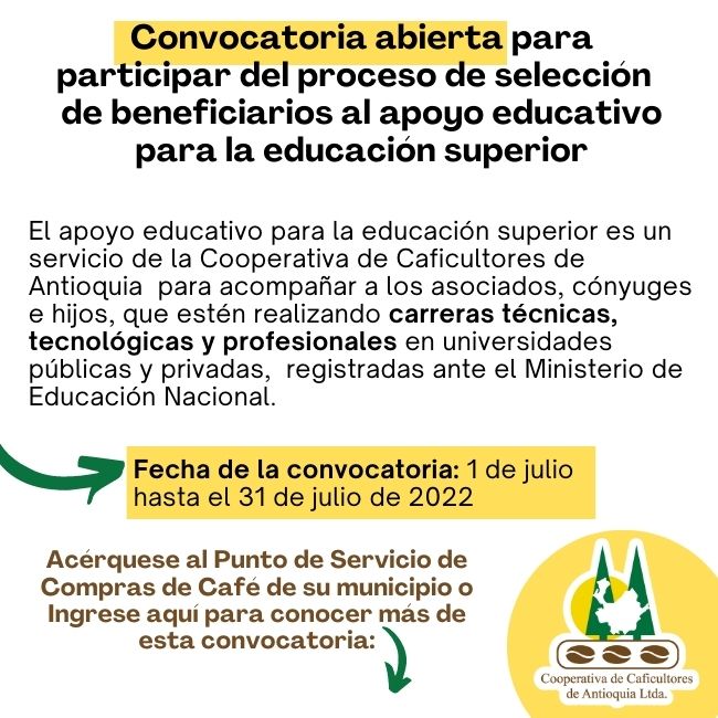 Convocatoria Abierta: proceso de selección de beneficiarios al apoyo educativo para la educación superior