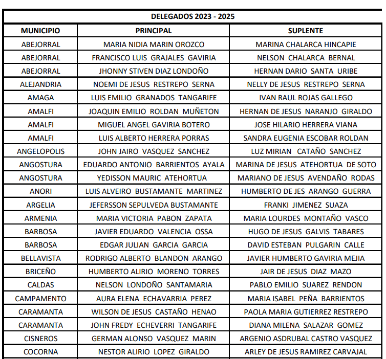 Listado de Delegados Elegidos 2023-2025