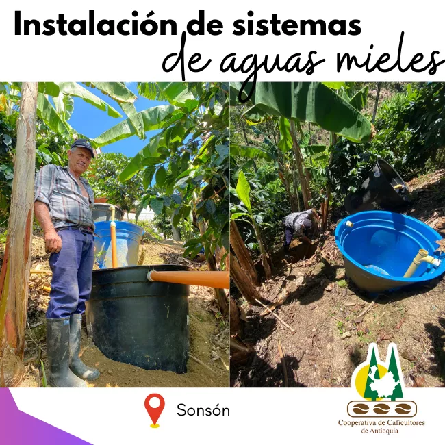Instalación del sistema de tratamiento de aguas mieles: Sonsón
