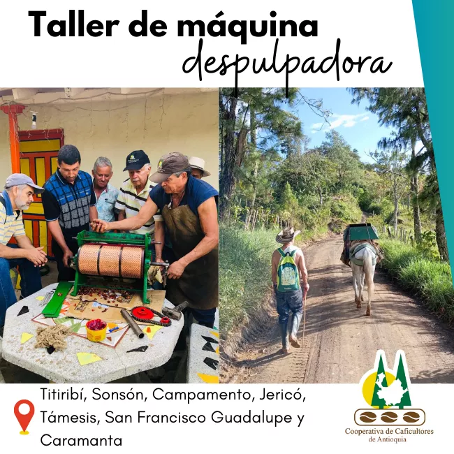 Taller de mecánica despulpadora: Titiribí, Sonsón, Campamento, Jericó, Támesis, San Francisco Guadalupe y Caramanta
